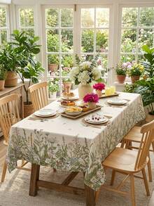 1 chiếc khăn trải bàn bằng polyester họa tiết hoa dại và thảo mộc - Chống thấm nước, dệt máy, họa tiết hoa, thích hợp cho Lễ Tạ ơn, gia đình và dã ngoại ngoài trời, có cả kiểu tròn và chữ nhật. - Nhiều màu - Xem 9
