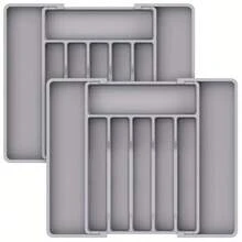 1pc Expandable Silverware Drawer Organizer Tray, Large Adjustable Plastic Cutlery Holder, Utensil Caddy, Fits Various Drawers, Neat & Orderly Cutlery Storage For Kitchen, Dining Room, Cabinet, Home - Multicolor - View 10