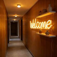 1pc LED Letter "Welcome" Neon Light Wall Decor, Battery/USB Powered Ambient Light For Bar, Shop, Bedroom, Living Room, Romantic, Party Decoration - Welcome Neon Sign - View 8