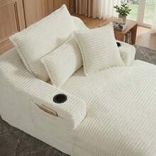 67"Oversized Boneless Sofa Bed With Cup Holder Storage Bag Deep Seat Sleeper Couch Reading Couch For Living Room, Bedroom, Apartment,No Assembly Required,White - 白色-67英寸 - 查看 6