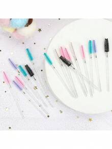 300支一次性睫毛膏刷头螺旋刷水晶眉刷睫毛嫁接器化妆套装。（白色-浅紫色） - 彩色 - 查看 6