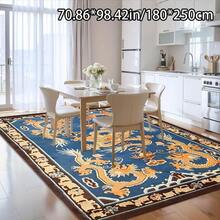 Golden Diamond Velvet + 800g/M² + Dot Plastic Backing + Dot Plastic Floral Pattern Process At The Bottom. 1pc Golden Diamond Velvet Chinese Classical Flying Dragon Pattern Rug, Home Decor, Comfortable, Beautiful, And Versatile Decorative Style. - Multicolor - View 3