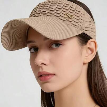 轻盈波浪蝴蝶结透气女士遮阳帽 - 适合户外运动和骑行