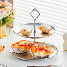 1pc Small 2/3-Tier Stainless Steel Cupcake Stand, Dessert Tray, Cake Fruit Candy Display Rack, Multi-Layer Dessert Stand, Reusable, Suitable For Christmas, Wedding, Birthday, Baby Shower, Afternoon Tea Decor - Stainless Steel Dessert Plate, Stainless Steel Cake Stand - Mirror Silver - View 6