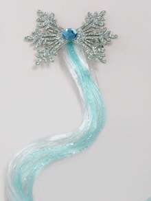 1 Pair Snowflake Sapphire No-Braid Curly Hair Extensions, Ice Princess Style Wig Braid Hair Accessories For Party, Photo Shoot, Stage Performance - Blue and White - View 7