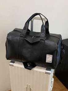 1pc Women's Large Capacity Tote Bag, Travel Bag, Daily Business Style Solid Color PU Decorated Casual Chic, With Separate Shoe Compartment, Versatile For Short Trips, Sports, Leisure Luggage Bag Duffle Bag Gym Bag Cabin Bag Weekend Bag Lightweight For Outdoor Holiday Essential Summer Travel Essentials - Black - View 5