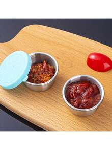 2/6pcs X 1.6oz Stainless Steel Salad Dressing Containers With Lids, Small Leak-Proof Reusable Portable Sauce Cups For Lunch Boxes, Picnic, Travel Meal Prep And Kitchen Storage - Multicolor - View 6