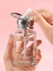 180ML Glass Pump Bottle, Refillable Liquid Solvent, Anti-Static Nail Polish Remover, Gel Cleanser, Flip Cap Design, Anti-Corrosion, Anti-Static - 清除 - 查看 1