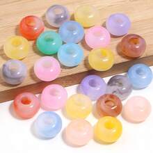 50pcs 14mm Acrylic Bicolor Faux Jade Large Hole Beads, DIY Jewelry Accessories, Phone Straps, Bag Decor, Wholesale - Two-tone Gradient Style - View 3