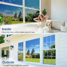 1 Roll One Way Clear Window Film Privacy: Heat Reflective Mirror Window Film For Glass Windows Daytime Anti Glare With Adhesive, UV Window Tint Film Sun Blocker For Home Office - Blue Silver - View 5