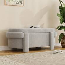 Storage Benches - Gray + Fleece - View 2