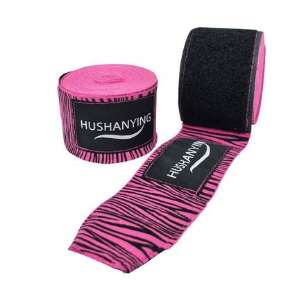 HUSHANYING 5m/196in, 3m/118in Zebra Print Boxing Handwraps, Semi-Elastic Wraps For Muay Thai, Taekwondo Wrist Support