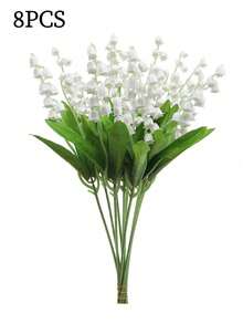 1pc/4pcs/8pcs/10pcs/12pcs Artificial Lily Flower Bouquet, Plastic Fake Flowers With Green Stems, White Bridal Bouquet For Wedding, Suitable For Garden, Room, Vase, Home Decor - Bluebells - View 16