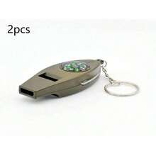 1pc 4-In-1 Multifunctional Survival Whistle With Compass, Thermometer, Magnifier, Whistle, Compact Portable Outdoor Tool For Camping, Hiking, Climbing, Fishing, Can Be Used As Keychain - Multicolor - View 12