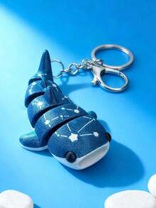 3D Printed Creative Space Shark Keychain, Fun Marine Creature Backpack Pendant, Fashionable Accessory, Gift For Friends, Keychain Accessory. - 黑色 - 查看 6