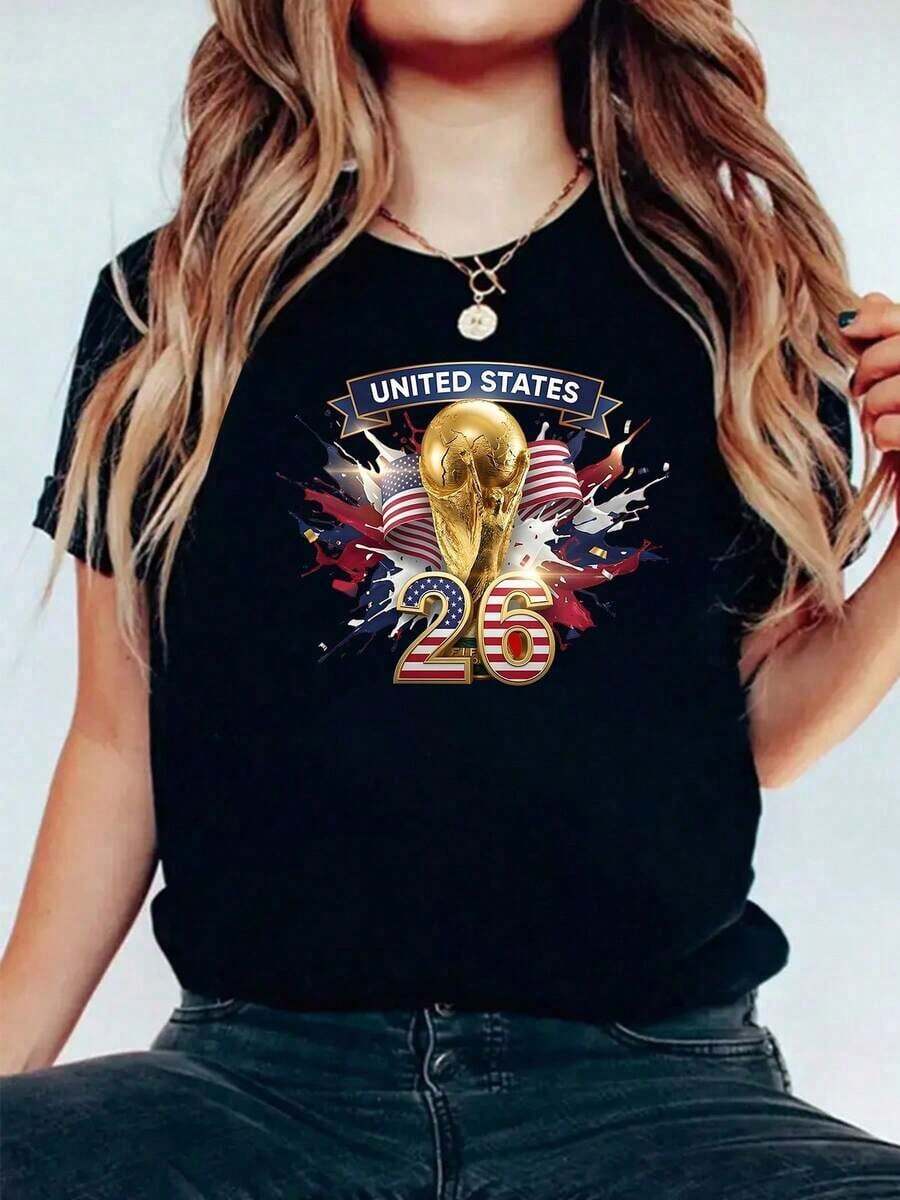 2026 Soccer Mascots Shirt World Fan Tee MX US CA Vintage Graphic Cup Soccer Loversummer - màu đen - Xem 1