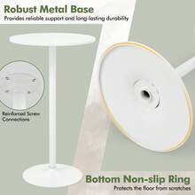 GOFLAME 2 Pack Round Bar Table, Bistro Pub Table With Adjustable Height & Metal Base, Modern Style Bar Height Cocktail Table For Living Room, Cafe & Restaurant - White - View 4