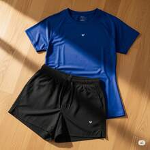Women's 3-Piece Gym Kit: 2 Dry Fit T-Shirts + Comfortable Tactel Shorts - Women's 3-Piece Fitness Set With 2 Dry Fit Tops + Lightweight Shorts - Kit J - 查看 2