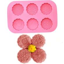 1 pièce Moule en silicone à 6 cavités avec motif de dentelle, convient pour le savon fait main, les gâteaux de lune, les pâtisseries, les chocolats, la cuisson de gâteaux - Rose bonbon - Voir 9