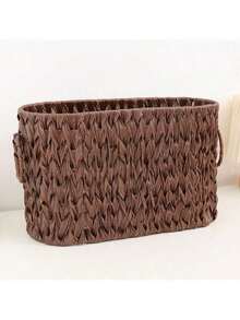 1 pièce Panier de rangement tressé en rotin, organisateur de boîte de mouchoirs, support de rangement de bureau, convient pour le rangement du désordre et des vêtements à la maison, panier de rangement tressé multifonctionnel pour diverses scènes, panier de rangement de luxe rétro fait main, panier à légumes, panier à fleurs - Voir 12