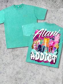 Camisetas nuevas de moda para hombres de primavera y verano. Camiseta de algodón lavado con estampado Alani A, hecha de tela 100% algodón de alta calidad, cardado de aguja fina, relajada y cómoda, adecuada tanto para hombres como para mujeres, ideal para jóvenes amantes del estilo urbano. - Gris - Ver 11