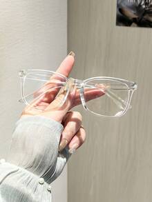 1 PC Women's Classic Square Glasses Frame Colorblock And Transparent Frame Lightweight No Pressure Suitable For Daily Casual Wear With Glasses Box - Multicolor - View 9
