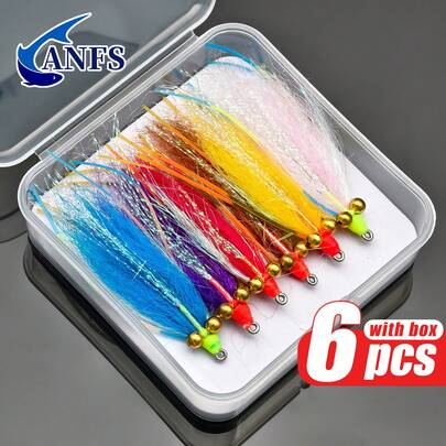 6 piezas Crazy Charlie Mosca de pesca con caja de almacenamiento