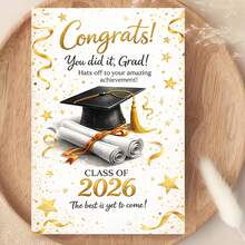1/3 Sets - A Card And An Envelope To Celebrate Graduation, Featuring A Design With A Cap And Diploma For The Class Of 2026, Suitable As A Gift From Family, Friends, Or Teachers For The Ceremony Or Party - A - View 3