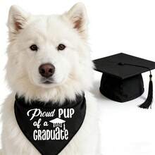 1 pieza Pañuelo para mascotas negro, Pañuelo para mascotas de temporada de graduación "MI MAMÁ SE GRADUÓ", Babero de pañuelo de clase de 2026 para mascotas, regalo de graduación perfecto para amantes de los perros - Negro - Ver 4