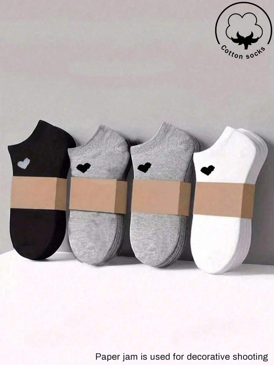 1/5/30 Pairs Women Cotton Socks, Short Socks, White/Gray/Black Socks, Cute Socks For Girls, Suitable For Autumn/Winter/Spring/Summer, Mesh Breathable Design, Moisture-Wicking, Soft & Comfortable, Suitable For Various Occasions, Assorted Colors - Multicolor - View 1