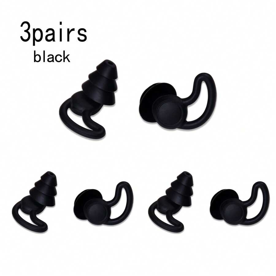 3 Pairs 3-Layer Silicone Sleep Earplugs, Soundproof Noise Reduction, Hearing Protection, Soft Reusable, Suitable For Sleeping, Swimming, Beach, Pool Fl - Multicolor - View 1