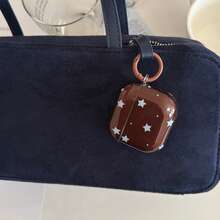 极简半透明棕蓝色星星挂环耳机保护套，兼容 Pro 3、新款Pro 2、可爱苹果4极简3，个性化半耳机保护套，女士款 - 棕色 - 查看 3