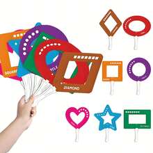 hoojojo 8Pcs Shape Flash Cards Handheld Paddles – Color & Shape Recognition Educational Toy, Learn English Words Classroom Interactive Teaching Aid,Back To School - Multicolor - View 6