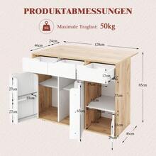 Carrito de cocina de estilo nórdico moderno con ruedas universales de 360°, estante de almacenamiento con cajones y toallero, bandeja plegable y cierre silencioso con resorte, diseño de almacenamiento flexible. - Caqui - Ver 3