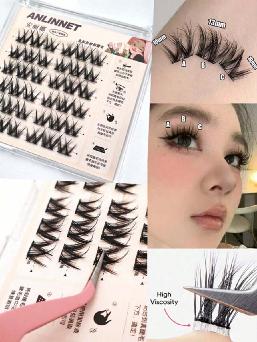 36pcs Voluminous Curl Style Lashes, Flirty Look Increasing Lash Density, Self-Adhesive False Eyelashes Without Glue