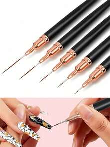 5pcs/Set Nail Brush Pen Nail Art Liner Brushes Set Elongated Striping Drawing Professional - Multicolor - View 4