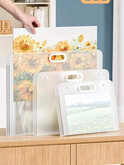 1pc 4k/8k Portfolio Storage Bag, Transparent Plastic Carry Bag For 4k Artwork, 8k Sketch, Painting Files And Documents