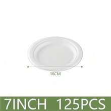 100 chiếc đĩa dùng một lần làm từ sợi mía, đĩa siêu phân hủy sinh học được làm từ 100% sợi mía tự nhiên, chống dầu mỡ và chống rách, thích hợp cho các bữa tiệc và sử dụng hàng ngày. - trắng - Xem 13