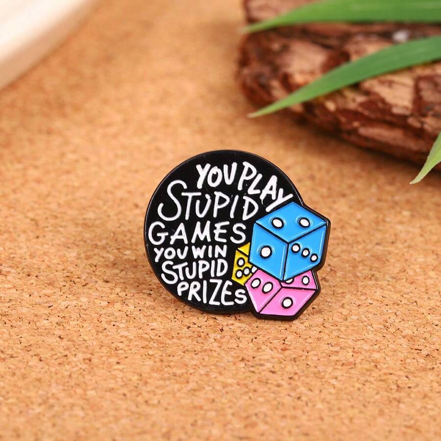 Dice Letter Brooch, Luxury Fashionable Versatile Metal Badge Accessory - Multicolor - View 1