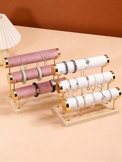 1 chiếc, Đen/Trắng/Beige/Hồng/Xanh lá cây, 1 tầng/2 tầng/3 tầng màu vàng, Giá trưng bày vòng tay 3 tầng tối giản màu vàng, Giá đựng đồng hồ & vòng tay, Kệ đựng trang sức, Vật trang trí quầy hàng, Trang trí quầy hàng thẩm mỹ