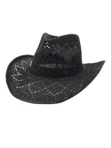 1 pieza Sombrero de paja para mujer, sombrero de paja de estilo bohemio de poliéster, adecuado para uso diario al aire libre - Multicolor - Ver 9