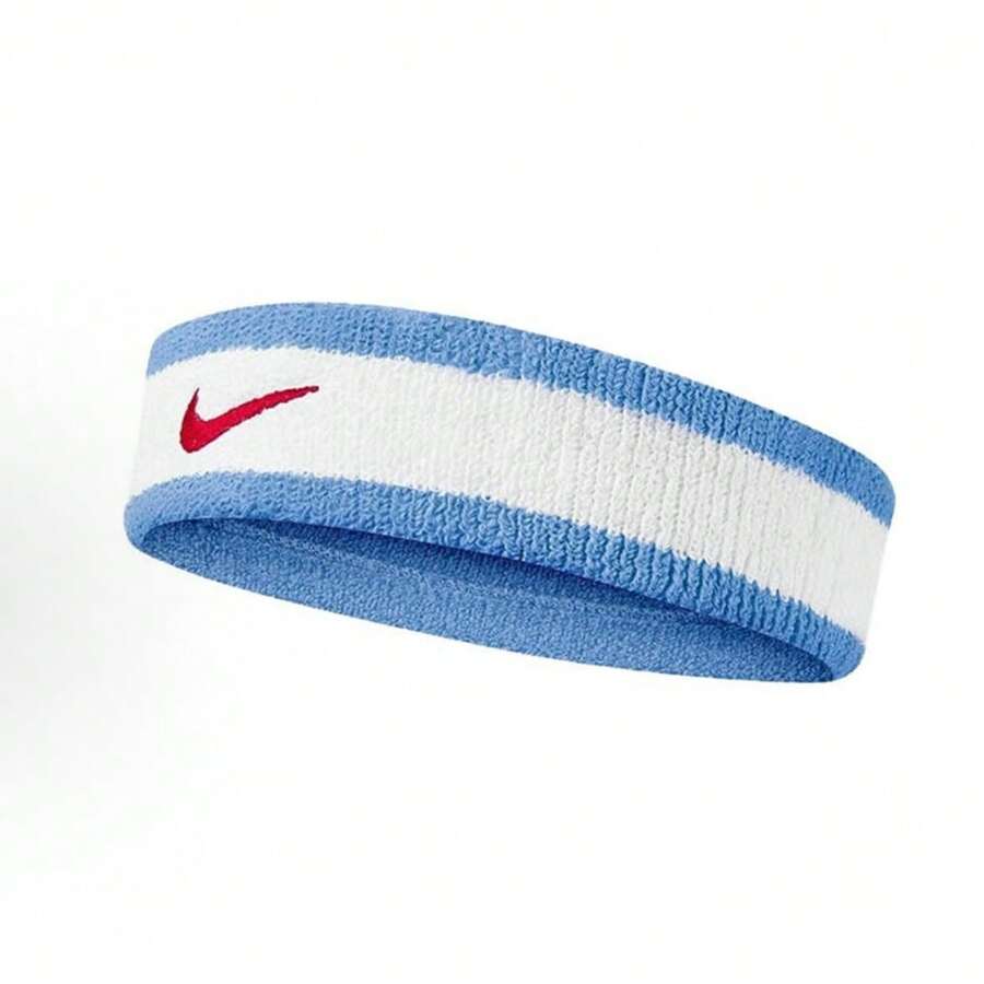 NIKE Premier Training Sport Headband - Thick, Soft, Cotton Blend, Moisture-Absolving - Blue-white - View 1