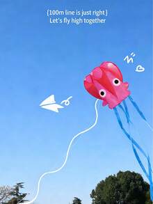 Octopus Shaped Kite, Soft Boneless Body, 3 Air Inlets, Easily Flies In Light Wind, 100m Kite String, Suitable For Teens And Young Adults To Play Outdoors In The Park For Stress Relief - Multicolor - View 9
