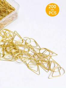 100pcs Mini Golden Water Drop Shaped Paper Clips, Multipurpose Metal Office Supplies, Suitable For Study, Office And Home, Back To School, Stationery - Teardrop Shape - View 15