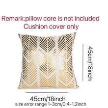 1 chiếc vỏ gối trang trí bằng vải nhung in họa tiết ánh kim, thích hợp cho phòng khách, ghế sofa, phòng ngủ. - Sọc lá vàng - Xem 3