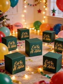 10pcs/Pack Eid Al-Adha, Eid Mubarak Party Favor Gift Candy Paper Box, Snack Box, Chocolate Paper Box - View 23