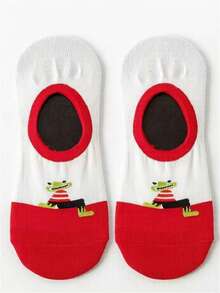 1 đôi tất hoạt hình không lộ cổ chân dành cho nam và nữ, tất thuyền chống trượt, tất mắt cá chân thấp và tất lót thoáng khí thường ngày. - trắng - Xem 9