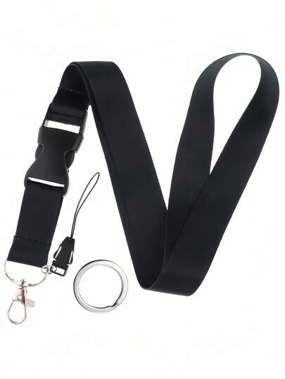 Cordón negro con broche de liberación rápida, adecuado para portador de identificación, llaves, llaveros, cordones de maestros (para mujeres/niñas), correas de teléfono. Recuerdo casual, accesorios de coche, encantos de bolso, colgadores de mochila, adecuado para la escuela, gótico lindo, estilo Y2K, regalo de Navidad. Viene con portador de tarjeta de identificación, accesorios de coche, encantos de bolso, gran regalo para amigos o hermanas. Regalos para madre, padre, graduación y maestro