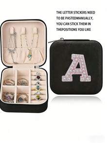 1pc Personalized Travel Jewelry Box - Travel Jewelry Box Birthday Gift For Women, Christmas Gift For Teenage Girls, Initial Travel Jewelry Box A-Z Jewelry Storage Box, Faux Diamond Pattern, Jewelry Organizer Box, PU Leather Waterproof Jewelry Box, Multi-Functional Jewelry Box, Compact Jewelry Box, Jewelry Storage Box, Portable Travel Jewelry Box, Large Capacity Jewelry Box, Minimalist Jewelry Box, Cosmetic Box, Makeup Storage Box, Nail Polish Storage Box - Multicolor - View 71