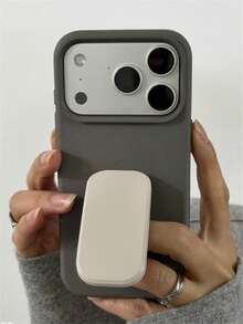 Luxury Business Cement Grey Litchi Pattern Artificial Leather Phone Case With White Folding Stand Compatible With IPhone 17 Pro Max 16 Pro Max 15 Pro Max 14 13 12 Pro Max 14 15 16 Plus 11 Simple All-Inclusive Matte Anti-Drop Soft Back Cover - Grey - View 3